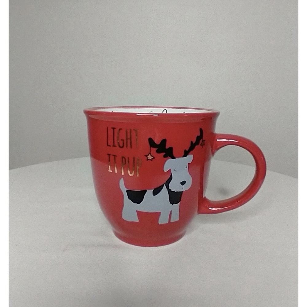 Brand‎ New Sheffield Home "LIGHT IT PUP" Holiday Terrier Dog coffee tea mug